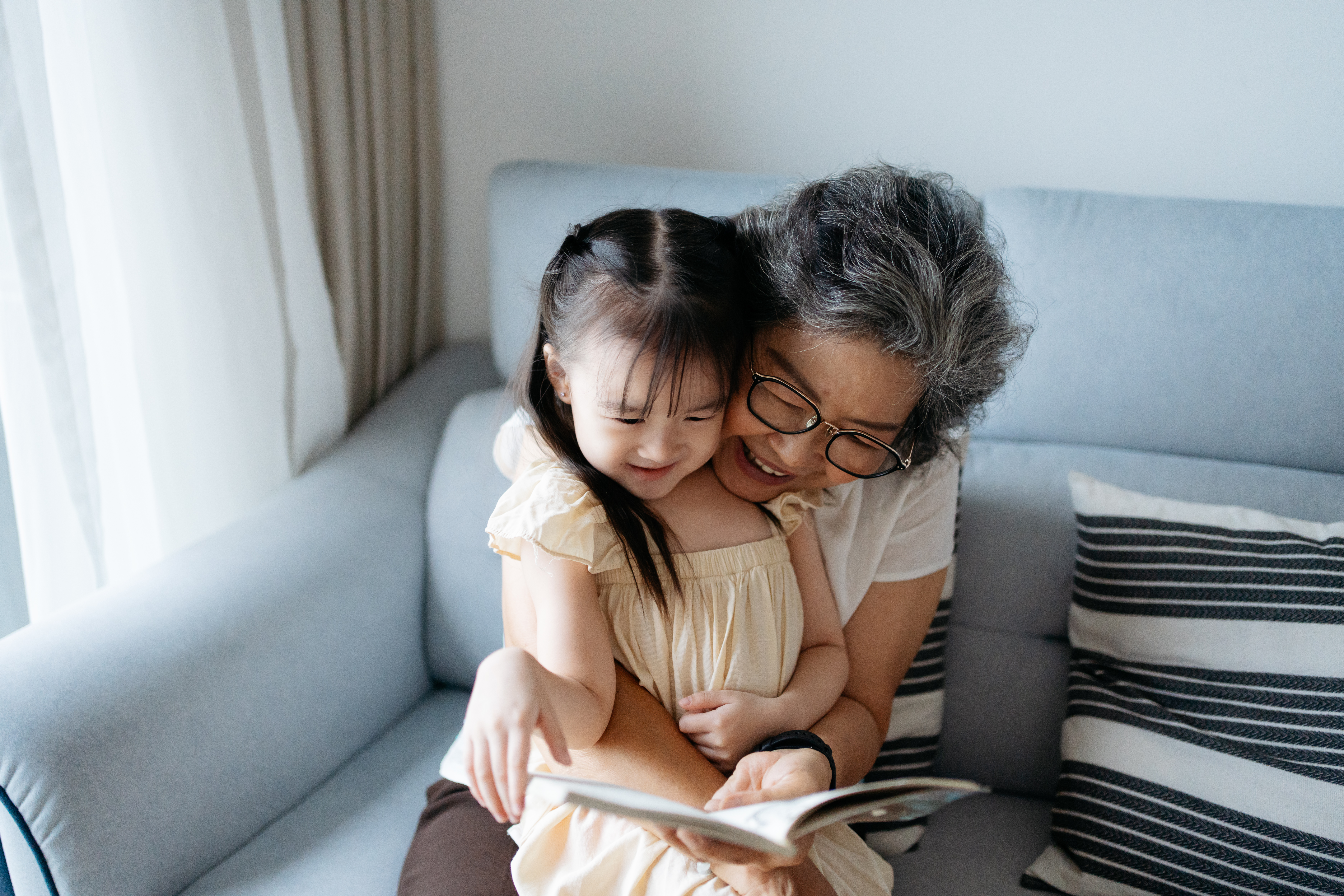 Mom and daughter reading